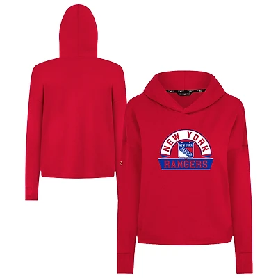 Women's Levelwear  Red New York Rangers Sweet Banner Arch Tri-Blend Cropped Pullover Hoodie