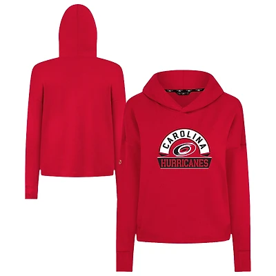 Women's Levelwear Carolina Hurricanes Sweet Banner Arch Tri-Blend Cropped Pullover Hoodie