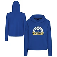 Women's Levelwear  Royal Buffalo Sabres Sweet Banner Arch Tri-Blend Cropped Pullover Hoodie
