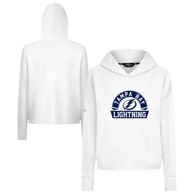 Women's Levelwear  White Tampa Bay Lightning Sweet Banner Arch Tri-Blend Cropped Pullover Hoodie