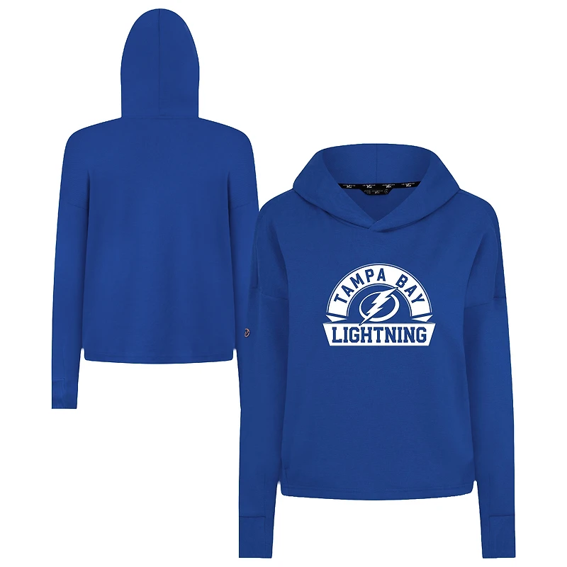 Women's Levelwear Royal Tampa Bay Lightning Sweet Banner Arch Tri-Blend Cropped Pullover Hoodie