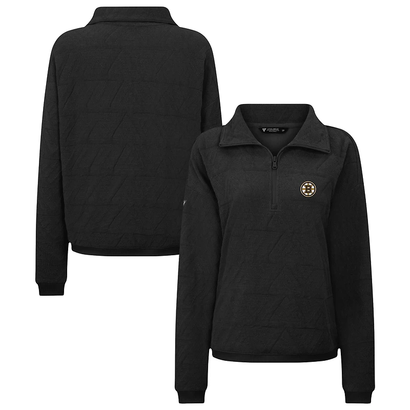 Women's Levelwear Black Boston Bruins Camden Quarter-Zip Pullover