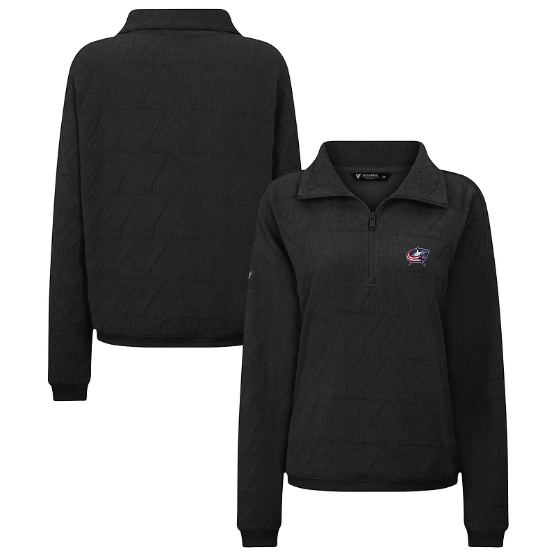 Women's Levelwear  Black Columbus Blue Jackets Camden Quarter-Zip Pullover