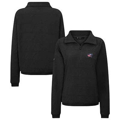 Women's Levelwear  Black Columbus Blue Jackets Camden Quarter-Zip Pullover