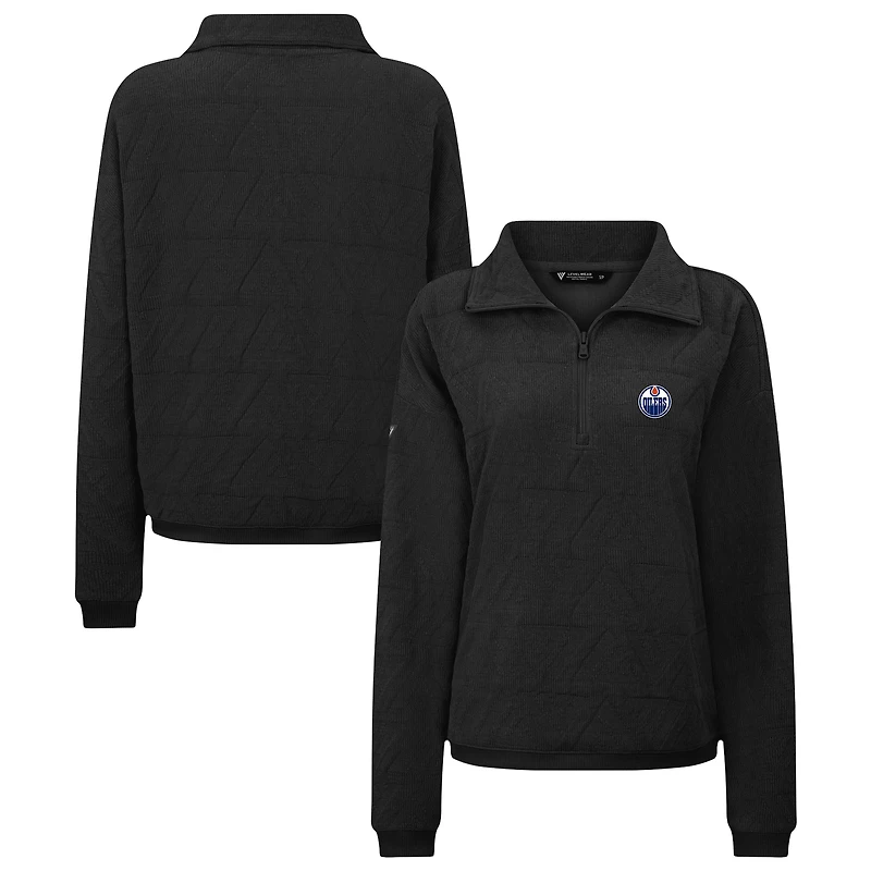 Women's Levelwear Black Edmonton Oilers Camden Quarter-Zip Pullover