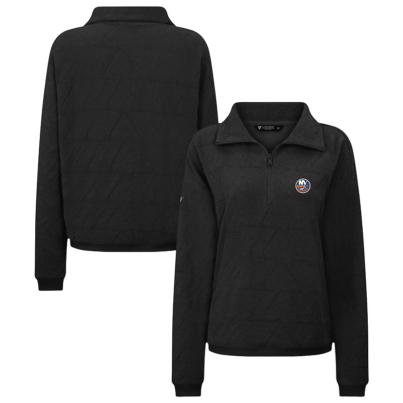 Women's Levelwear  Black New York Islanders Camden Quarter-Zip Pullover