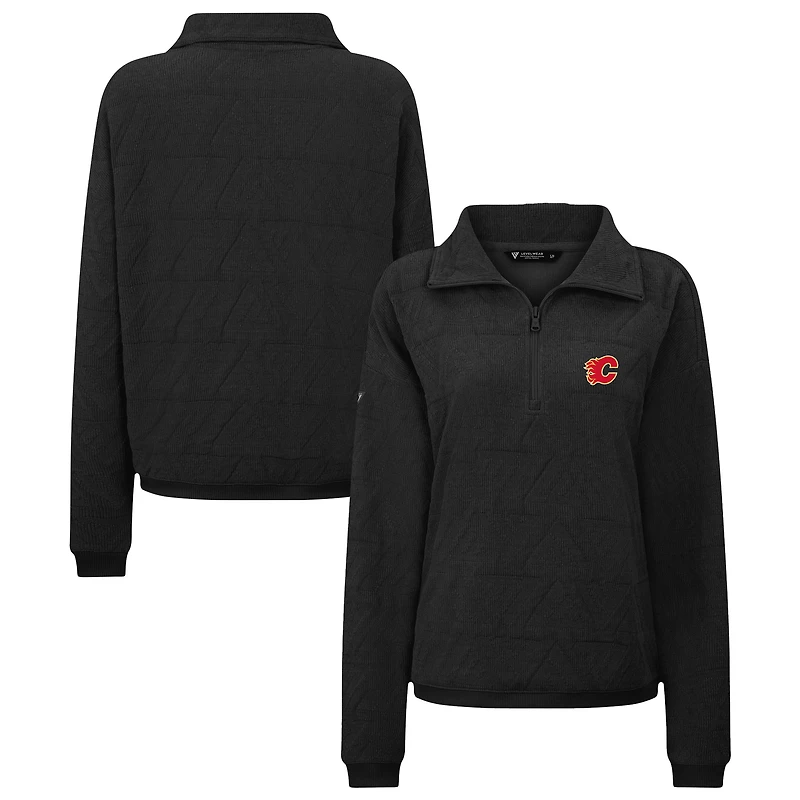 Women's Levelwear Black Calgary Flames Camden Quarter-Zip Pullover