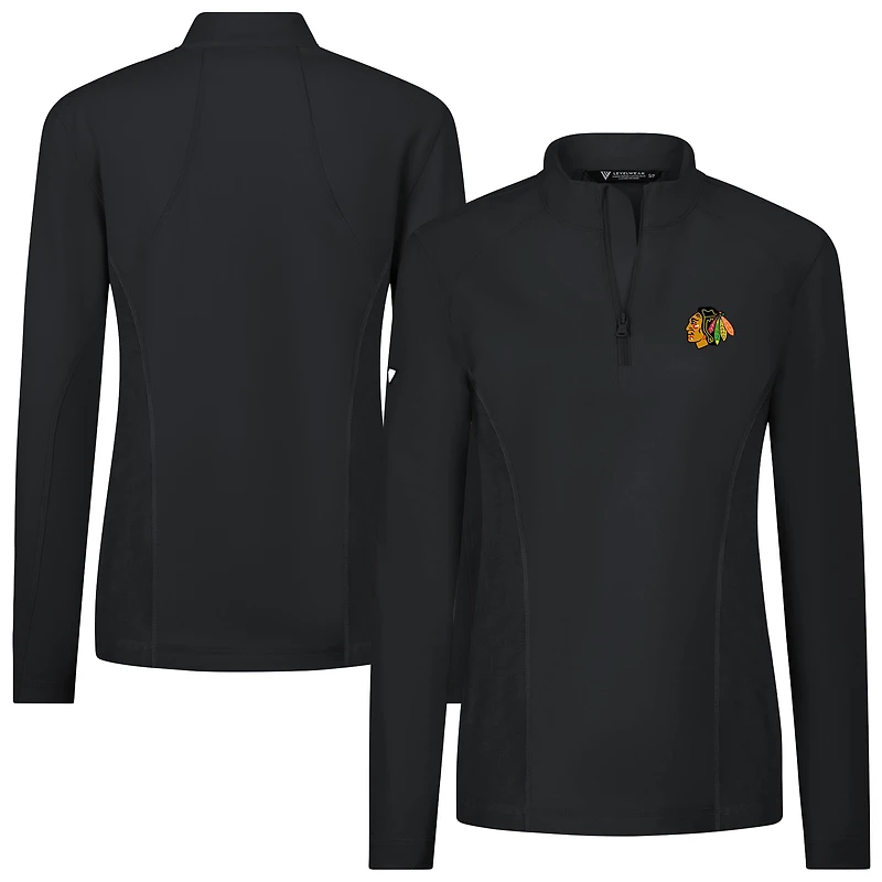 Women's Levelwear Black Chicago Blackhawks Upright Quarter-Zip Pullover