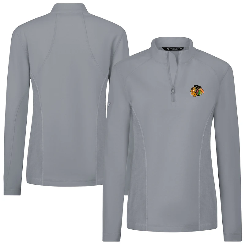 Women's Levelwear Gray Chicago Blackhawks Upright Quarter-Zip Pullover
