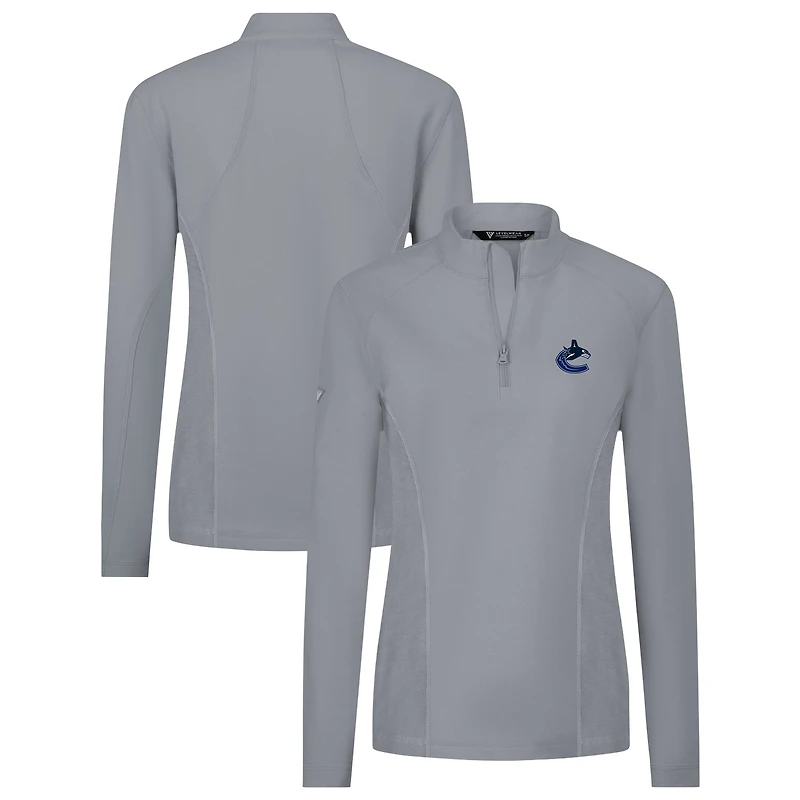 Women's Levelwear Gray Vancouver Canucks Upright Quarter-Zip Pullover