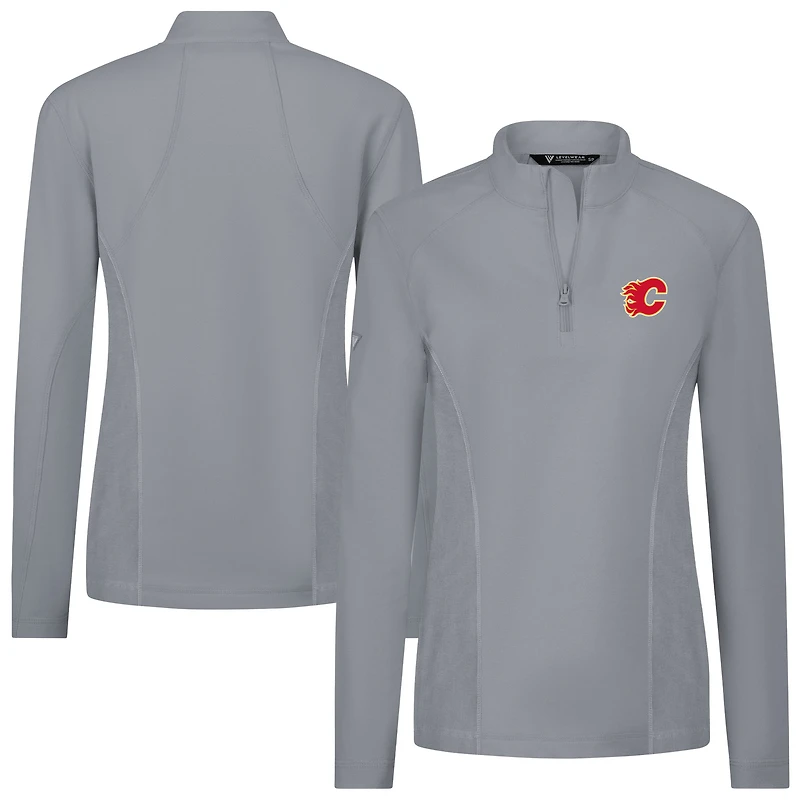 Women's Levelwear Gray Calgary Flames Upright Quarter-Zip Pullover
