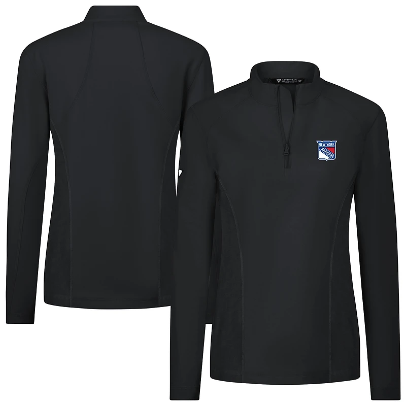 Women's Levelwear Black New York Rangers Upright Quarter-Zip Pullover