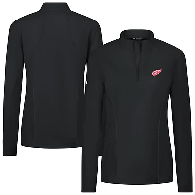 Women's Levelwear  Black Detroit Red Wings Upright Quarter-Zip Pullover