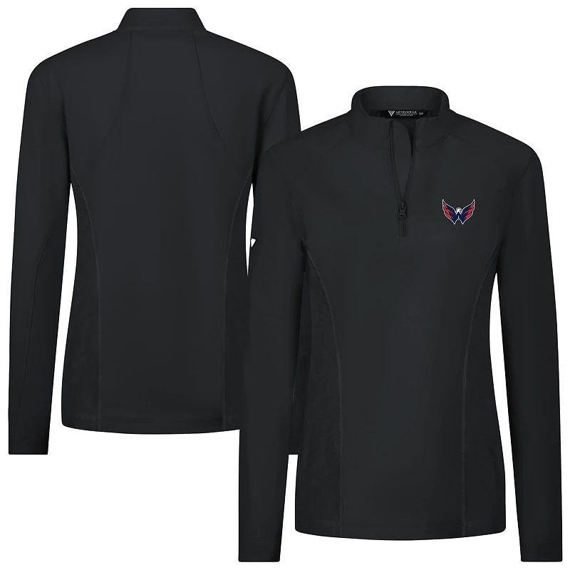 Women's Levelwear Black Washington Capitals Upright Quarter-Zip Pullover