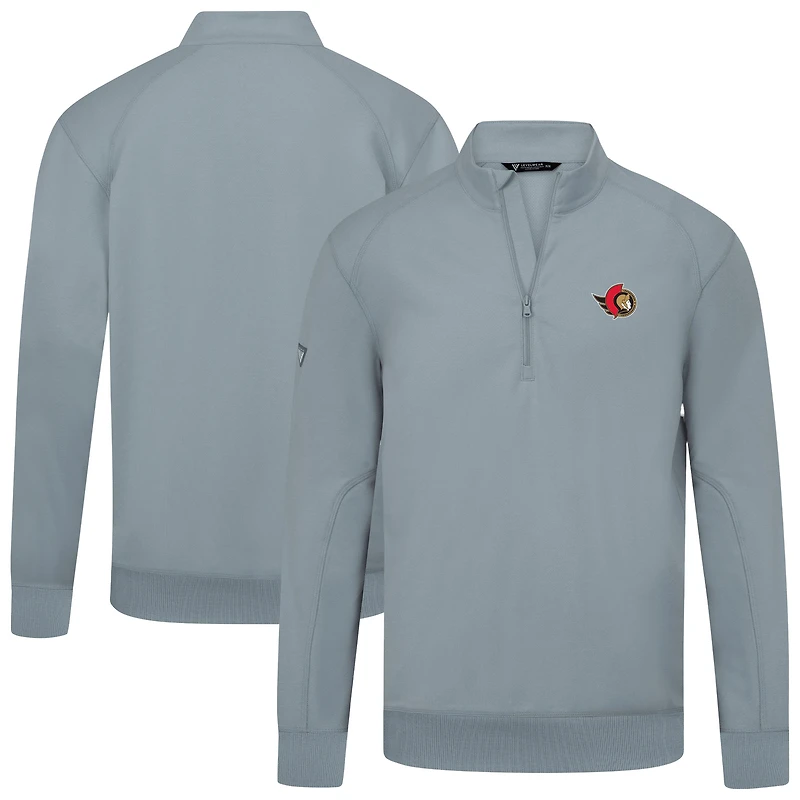 Men's Levelwear Gray Ottawa Senators Upright Tri-Blend Quarter-Zip Pullover