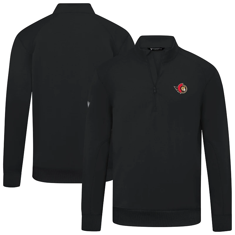 Men's Levelwear Black Ottawa Senators Upright Tri-Blend Quarter-Zip Pullover