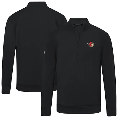 Men's Levelwear Black Ottawa Senators Upright Tri-Blend Quarter-Zip Pullover