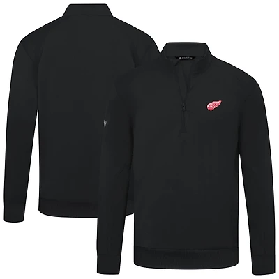 Men's Levelwear Black Detroit Red Wings Upright Tri-Blend Quarter-Zip Pullover