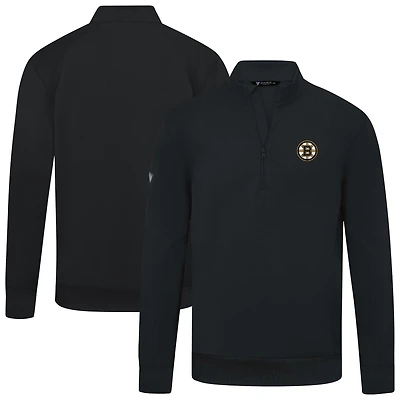 Men's Levelwear Black Boston Bruins Upright Tri-Blend Quarter-Zip Pullover