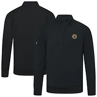 Men's Levelwear Black Boston Bruins Upright Tri-Blend Quarter-Zip Pullover