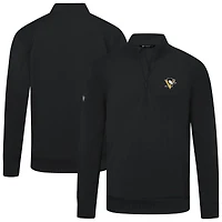 Men's Levelwear Black Pittsburgh Penguins Upright Tri-Blend Quarter-Zip Pullover
