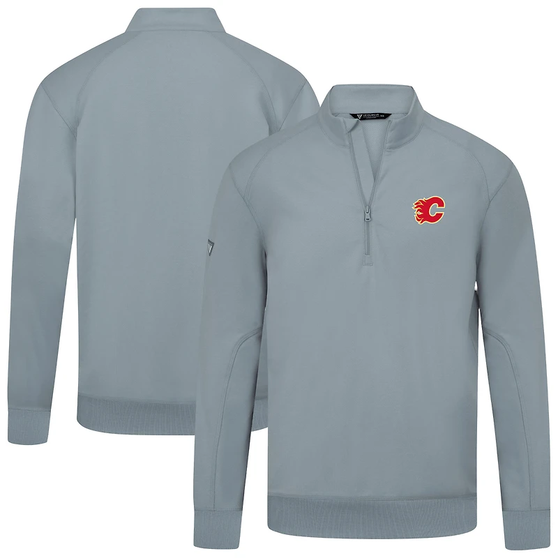 Men's Levelwear Calgary Flames Upright Tri-Blend Quarter-Zip Pullover