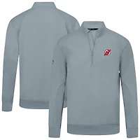 Men's Levelwear Gray New Jersey Devils Upright Tri-Blend Quarter-Zip Pullover