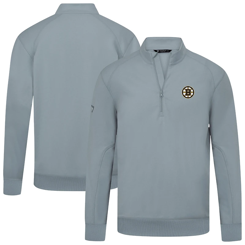 Men's Levelwear Gray Boston Bruins Upright Tri-Blend Quarter-Zip Pullover