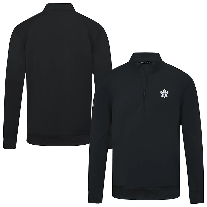 Men's Levelwear Black Toronto Maple Leafs Upright Tri-Blend Quarter-Zip Pullover