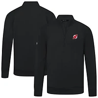 Men's Levelwear Black New Jersey Devils Upright Tri-Blend Quarter-Zip Pullover
