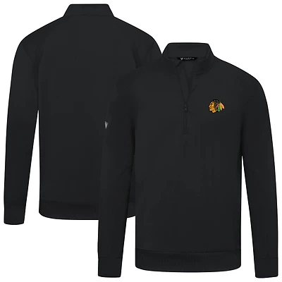 Men's Levelwear Chicago Blackhawks Upright Tri-Blend Quarter-Zip Pullover