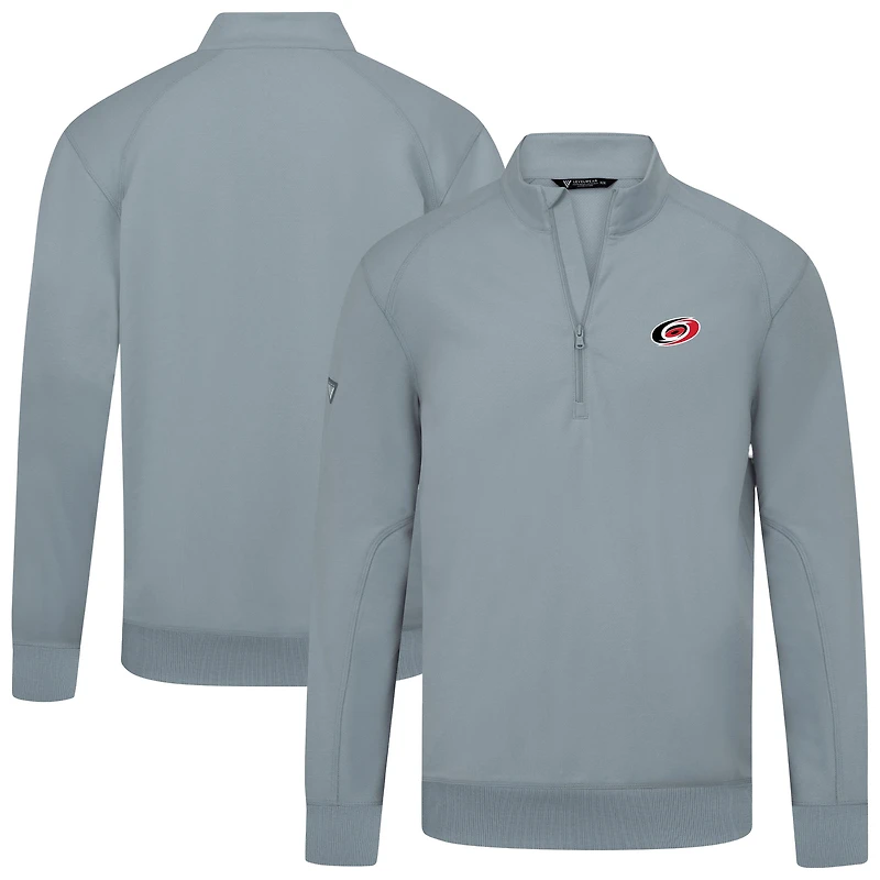 Men's Levelwear Gray Carolina Hurricanes Upright Tri-Blend Quarter-Zip Pullover