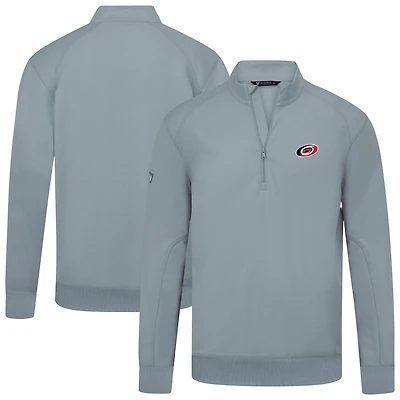 Men's Levelwear Gray Carolina Hurricanes Upright Tri-Blend Quarter-Zip Pullover