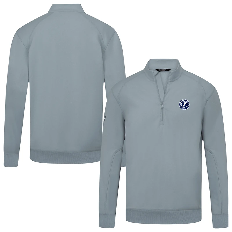 Men's Levelwear Gray Tampa Bay Lightning Upright Tri-Blend Quarter-Zip Pullover