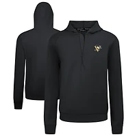 Men's Levelwear Black Pittsburgh Penguins Technic Quarter-Zip Pullover Hoodie