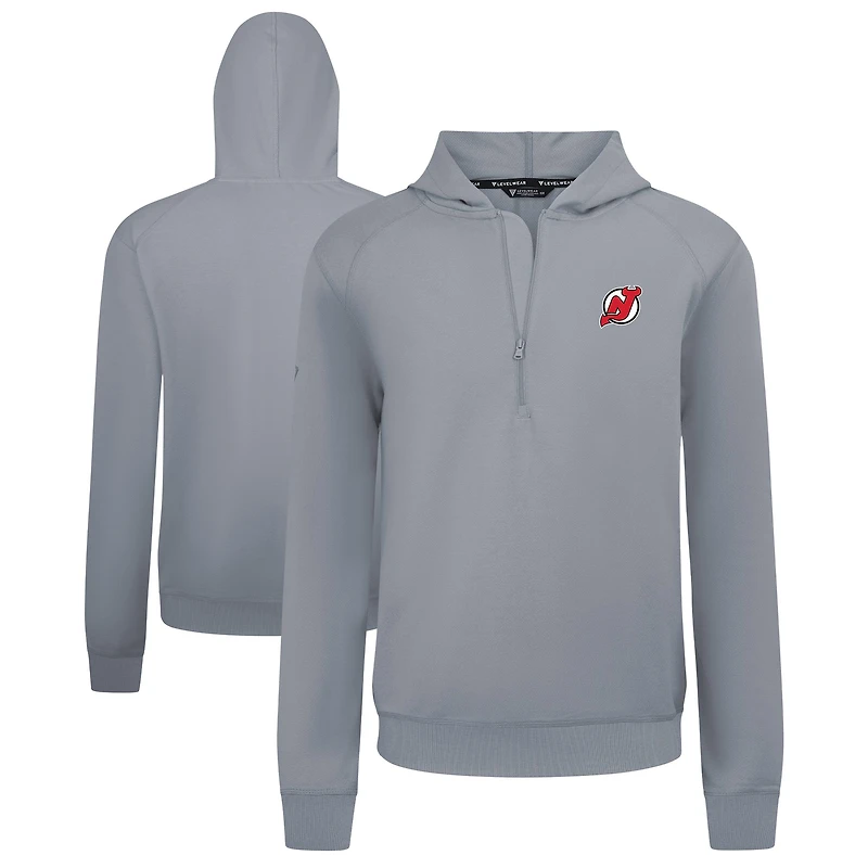 Men's Levelwear Gray New Jersey Devils Technic Quarter-Zip Pullover Hoodie