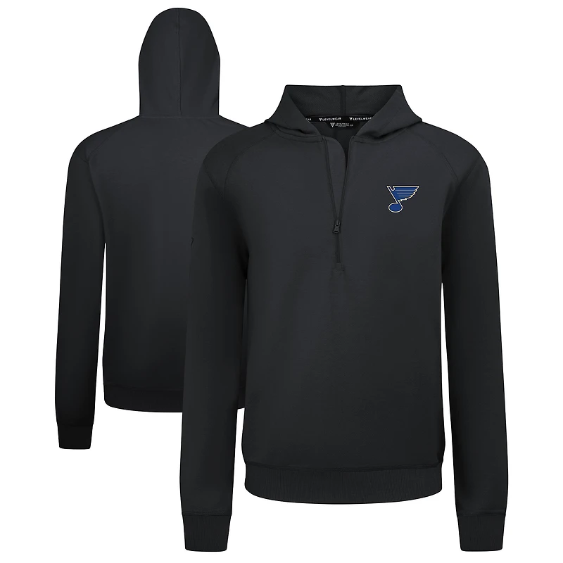 Men's Levelwear Black St. Louis Blues Technic Quarter-Zip Pullover Hoodie
