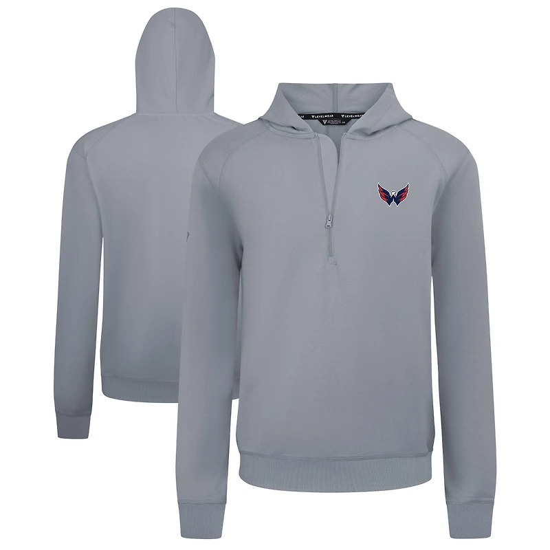 Men's Levelwear Gray Washington Capitals Technic Quarter-Zip Pullover Hoodie