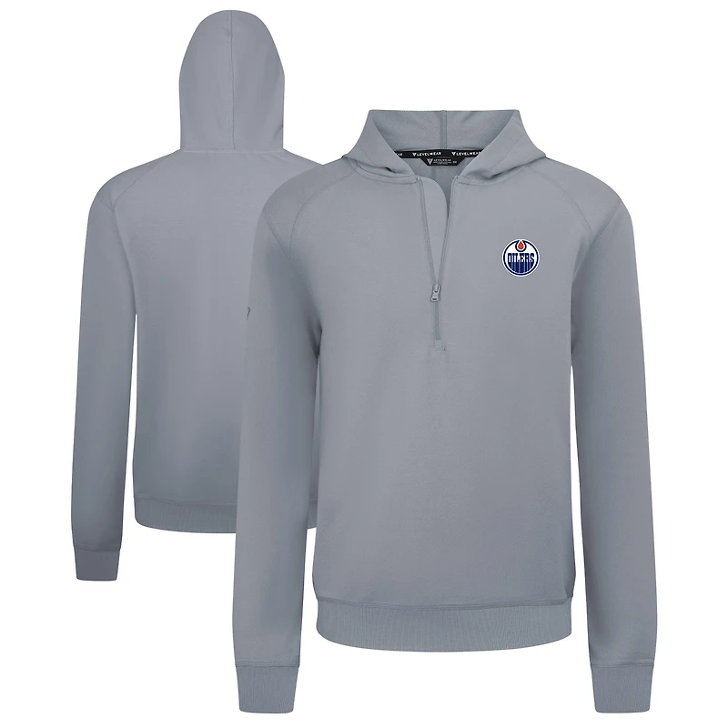 Men's Levelwear Gray Edmonton Oilers Technic Quarter-Zip Pullover Hoodie