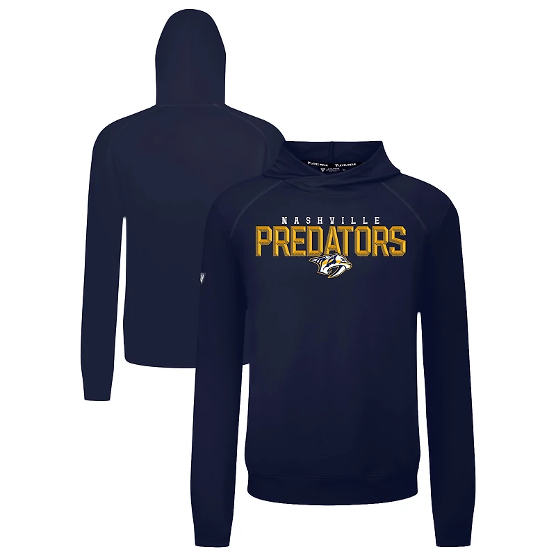 Men's Levelwear Navy Nashville Predators Mandate Carve Tri-Blend Pullover Hoodie