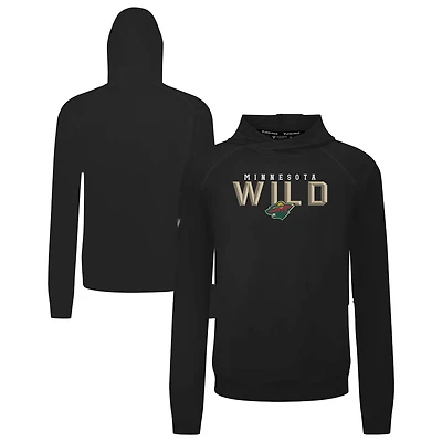 Men's Levelwear Black Minnesota Wild Mandate Carve Tri-Blend Pullover Hoodie