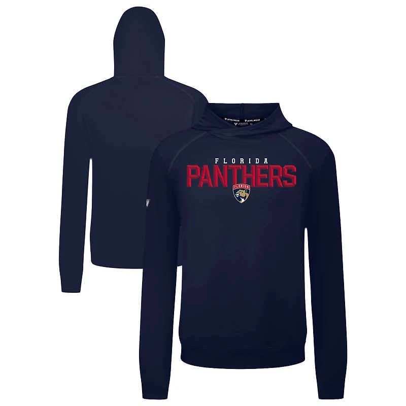 Men's Levelwear Navy Florida Panthers Mandate Carve Tri-Blend Pullover Hoodie
