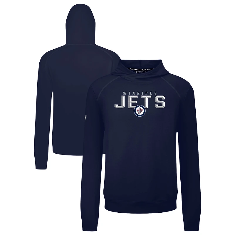 Men's Levelwear Navy Winnipeg Jets Mandate Carve Tri-Blend Pullover Hoodie