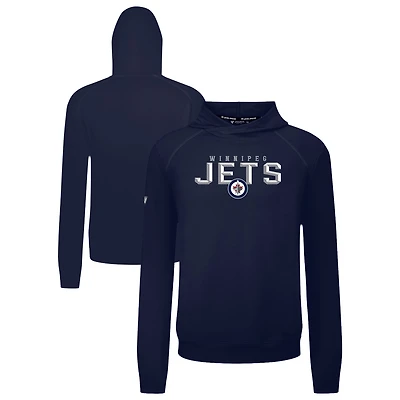 Men's Levelwear Navy Winnipeg Jets Mandate Carve Tri-Blend Pullover Hoodie