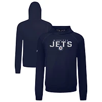 Men's Levelwear Navy Winnipeg Jets Mandate Carve Tri-Blend Pullover Hoodie