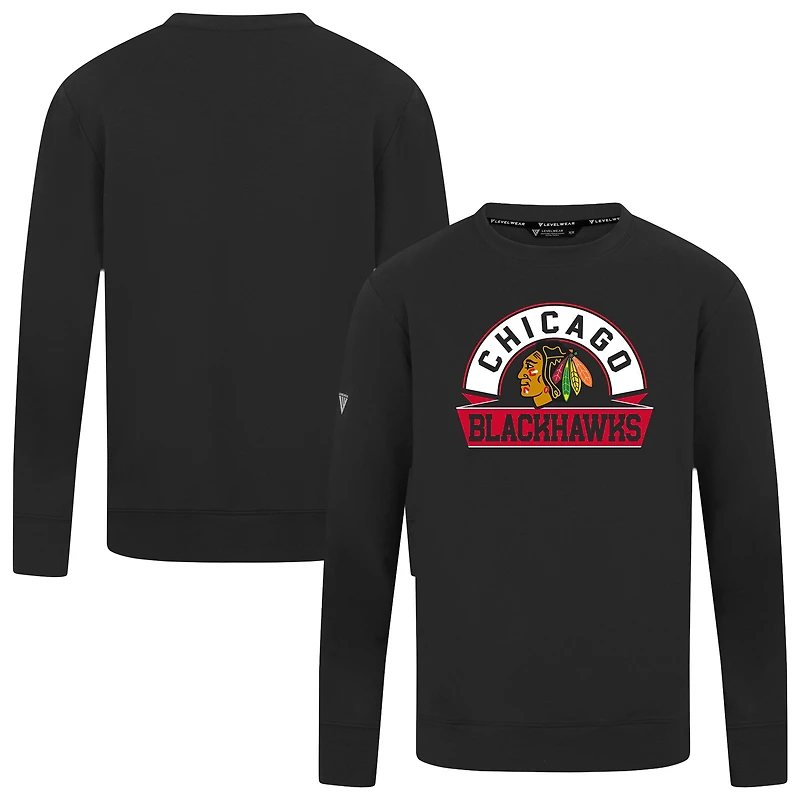 Men's Levelwear Black Chicago Blackhawks Mandate Banner Arch Pullover