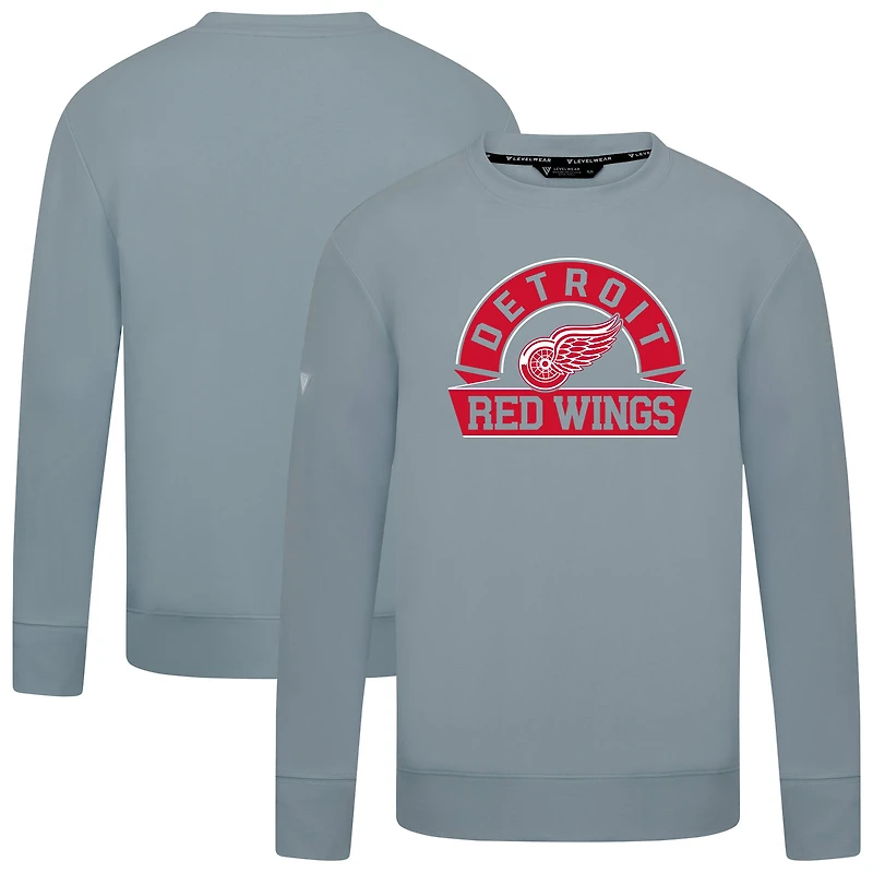 Men's Levelwear Gray Detroit Red Wings Mandate Banner Arch Pullover