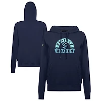 Women's Levelwear Navy Seattle Kraken Adorn Banner Arch Pullover Hoodie