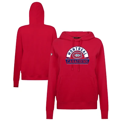 Women's Levelwear Red Montreal Canadiens Adorn Banner Arch Pullover Hoodie