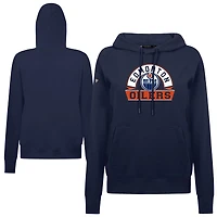 Women's Levelwear Navy Edmonton Oilers Adorn Banner Arch Pullover Hoodie